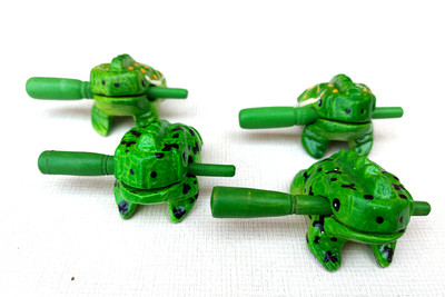 Mini Green Wood Croaking Frogs Guiro Sound Effect Percussion Instrument Thailand