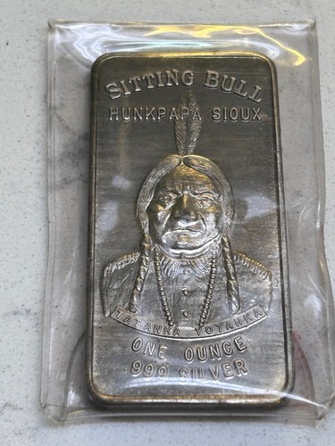RARO - 1973 Toro Seduto Nativi Americani Hunkpapa Sioux Indiani 1 oz barra argento 999 - Foto 2 di 7