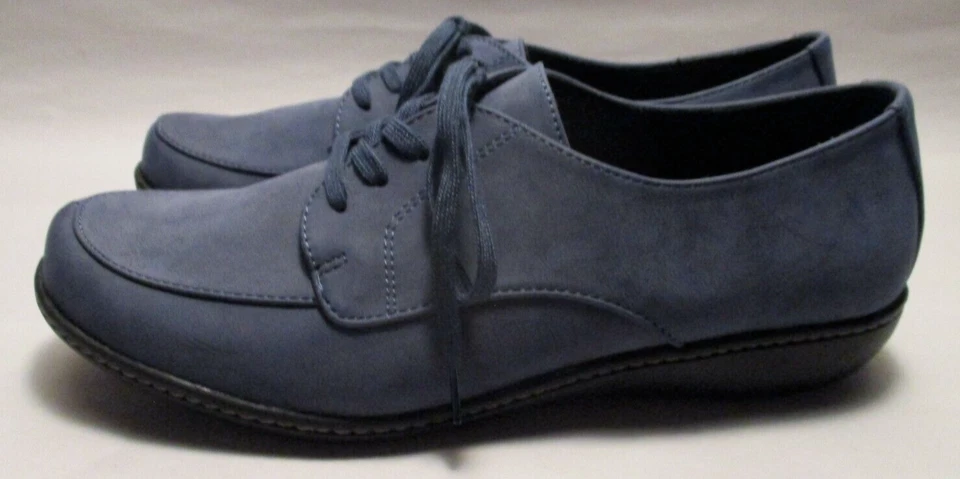 New Soft Style Womens 7N Blue Faux Suede Cushioned Oxford "Sensible" Shoes - Image 3 of 4