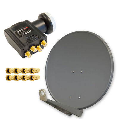 PremiumX DELUXE80 Satellitenanlage SAT Antenne 80cm ALU Anthrazit vierfach LNB
