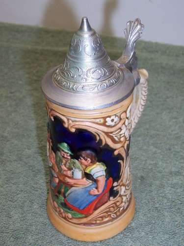 Vintage Mini deutscher Stein mit Zinndeckel 5,5" x 2,5" #3924 Herstellermarke - Bild 2 von 7