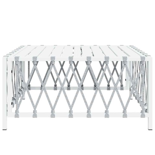 NNEVL Garden Table White 70x70x34 cm Woven Fabric - Bild 4 von 5