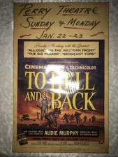 Rare ORIGINAL 1955 TO HELL AND BACK Audie Murphy MOVIE THEATER Window POSTER 22