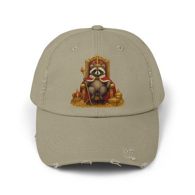 Unisex Distressed Hat Royal Raccoon Majestic Rule