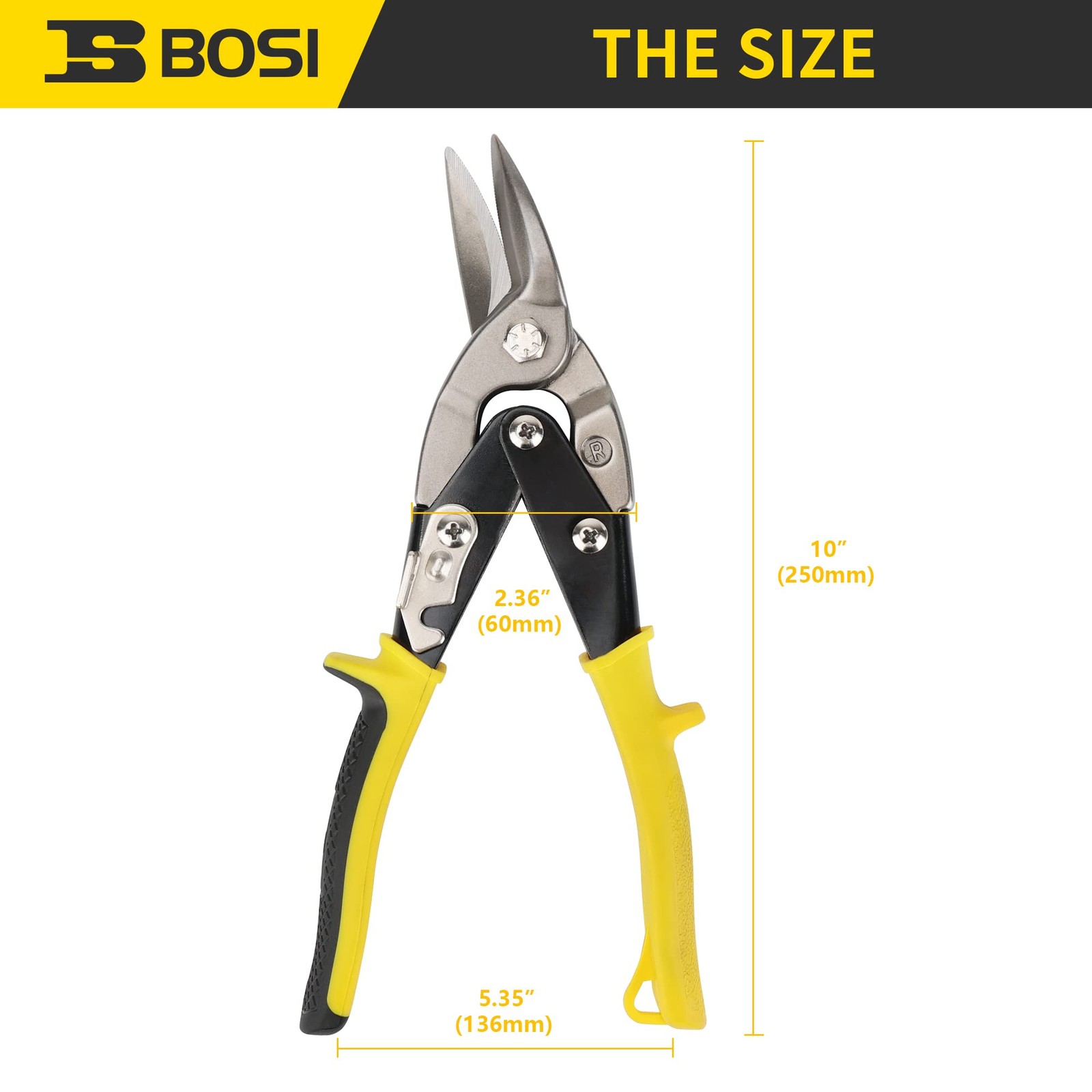 B BOSI TOOLS 10 Inch Aviation Tin Snips Right Cut, Heavy Duty Sheet Metal Cut...