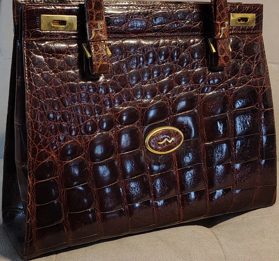 Bolso Vintage Años 70 - Cocodrilo Verdadero - Nieri Argenti - Hecho a Mano en Italia. Foto 2 de 4