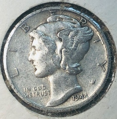 **1944 S MERCURY DIME DOUBLE DIE ''4'' ON DATE**