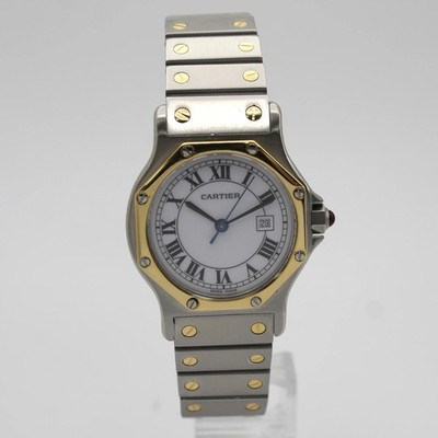 Cartier Santos Octagon 29MM 18K Yellow Gold Stainless Steel Automatic Watch