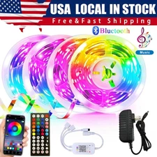 New LED Strip Lights 100ft Music Sync 5050 RGB Room Light with Remote