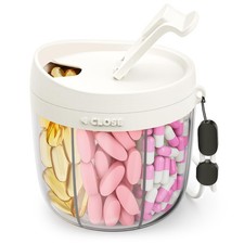 AMOOS Cute Pill Dispenser with Anti-Mix Design, 7-Slot, BPA-Free, White