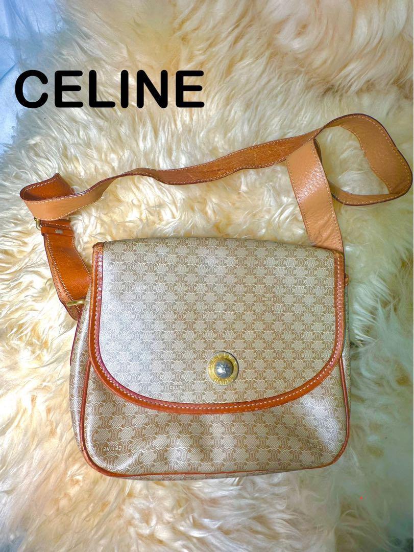 Celine Macadam Shoulder Bag in PVC Beige Authentic I0719730