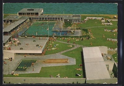 Heligoland, spa with lake water swimming pool, postcard 