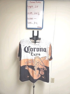 Official Corona Extra Bottle Label Print T Shirt All Over Print Two Sided Men XL