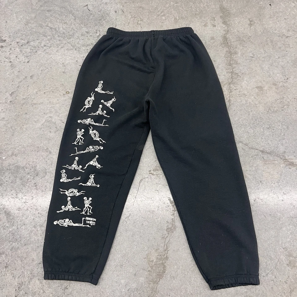 Pantalones deportivos vintage de moda con gráfico de calavera de víctima para hombre grandes negros 1991 Foto 4 de 4