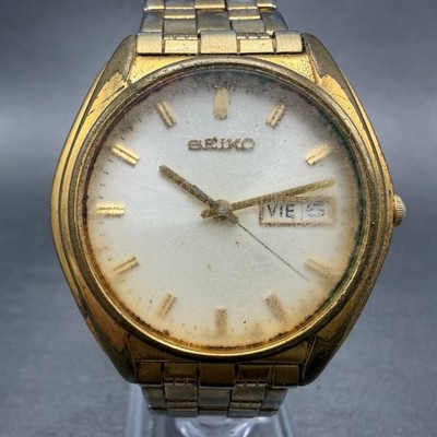 SEIKO 掛時計 大小セット ゴールド Vintage 1994 Seiko Pocket 7N01-9A20 Gold Roman Quartz Mens Watch