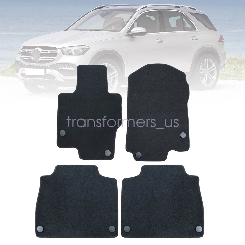 2020-2025 For Mercedes-Benz GLE-Class Front-Rear Velour Floor Mats Carpet Black - Image 2 of 4