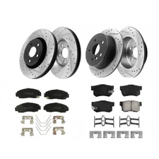 Front and Rear Drilled Rotors Ceramic Brake Pads for 2004 - 2008 Acura TL Base