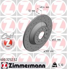 ZIMMERMANN 600.3252.52 Brake Disc for AUDI,SEAT,SKODA,SKODA (SVW),VW,VW (FAW),VW