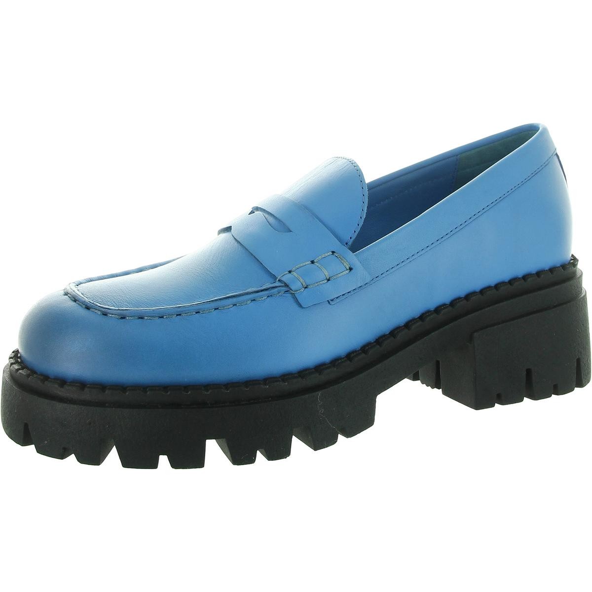 Женские кожаные лоферы на платформе Free People Lyra Blue размер 375 среднийBM BHFO 8926 7790₽