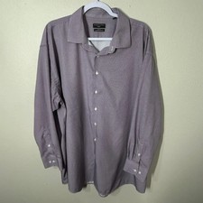 Shaquille O'Neal Big Fit Cooling Stretch Shirt XL 18.5 34 35 Purple Dot Pattern