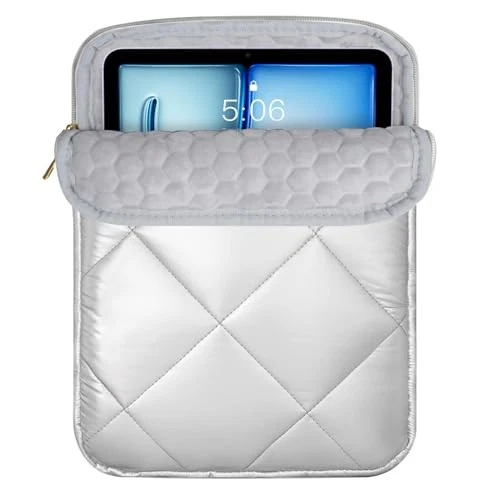  Funda de Tablet Hinchada para Mujer, iPad Bolsa de Viaje Ajustada 9-11 Pulgadas Plateada Foto 2 de 4