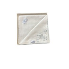Vintage Madeira Hand-EmbroideredWhite Linen Handkerchief