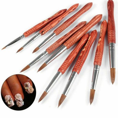 #8/10/12/14/16/18 Kolinsky Nail Liquid Brush Crimped Round Head For Manicure n