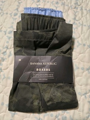 Banana Republic Mens Green Elephant  Boxers Medium One Pair NEW 100% Cotton $20