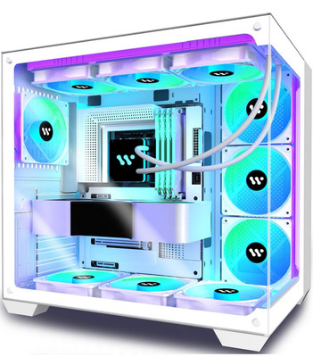 KEDIERS PC Gehäuse- vorinstalliert 6 ARGB-Lüfter, ATX Mid Tower Gaming Gehäuse