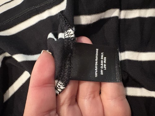 Lafayette 148 New York Women's Short Sleeves Basic T-Shirt Black Striped Size L - Picture 9 of 10