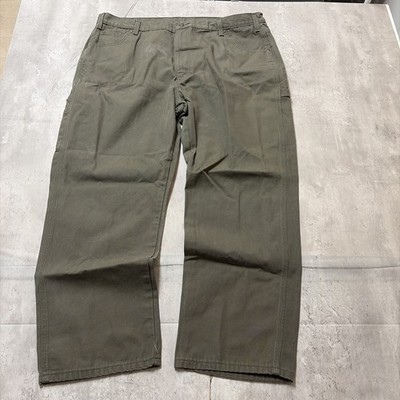 Dickies Carpenter Pants Mens 42x30 Green Duck Canvas Relaxed Fit Workwear