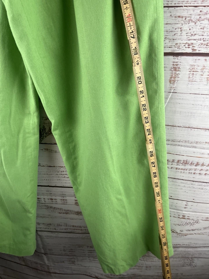 Chadwick's 正装裤女式 8 绿色亚麻棉混纺直筒裤 — 第 4/4 张图片