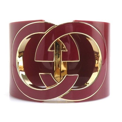 Authentischer GUCCI ineinandergreifender G Armreif Armband Bordeaux/Gold...