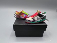 Pair of WHAT THE DUNK Low SB Dunk 3D mini shoe keychain, collectible 3D Sneaker