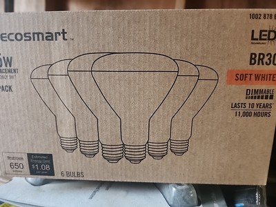 Eco Smart 65W Equivalent BR30 Dimmable LED Light Bulb (Pack of 6)