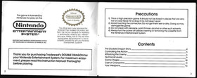 MANUAL ONLY Double Dragon (Nintendo NES, 1988) Clean, Complete