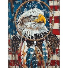 Eagle 5D Diamond Painting Kits for Adults, American Flag Dreamcatcher Diamond Ar