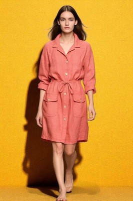 Jil Sander+   rosa reines Leinen Midikleid (Gr. DE 36 / IT 42)