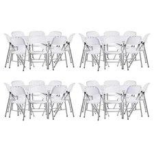 Lancaster Table & Seating (4) 60" Round Granite White Heavy-Duty Blow Molded Pla