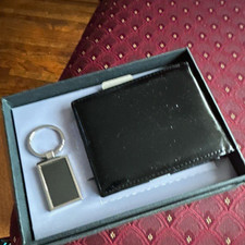 Umo Lorenzo Men  s Black  Silver Wallet  Key Chain Accessory Set, 2-Piece