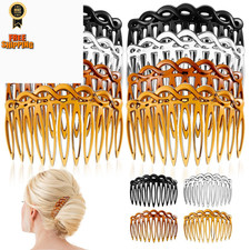 8 Pcs French Hair Comb Side Combs Clips black, dark brown, transparent