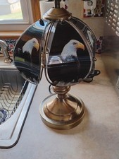 Vtg 80s OK Lightening EAGLE Brass Touch Lamp 12” Glass Shade not working