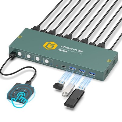 USB3.0 KVM Switch HDMI 4K@60Hz for 4 Computers Share 1 Monitor, KVM Switch 4 ...
