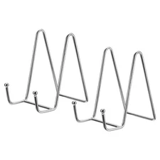 2Pcs 4.3Inch Plate Stand for Display Iron Easel Plate Holder for Photo Silver