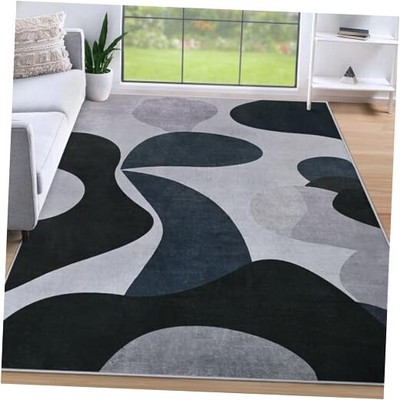 Geometric 5x7 Area Rug for Living Room, Soft Modern Abstract Throw Washable 