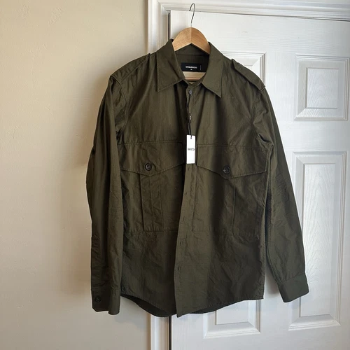 Giacca stile militare DSQUARED2 taglia 48 verde ripstop SS19 Italia