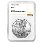 2001 $1 American Silver Eagle NGC MS70 Brown Label