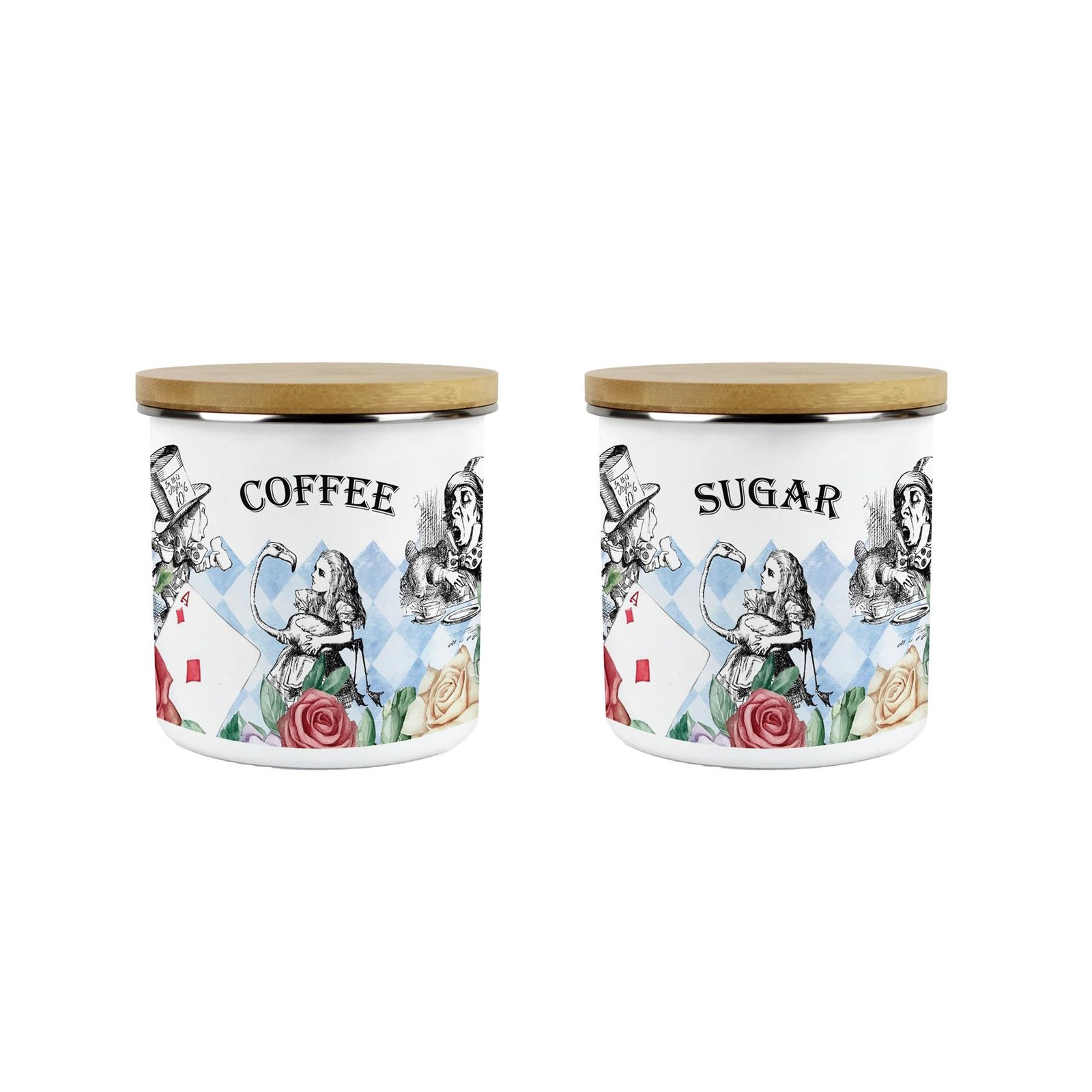 Alice's Adventures in Wonderland Coffee & Sugar Canisters - 600ml Kitchen Jars