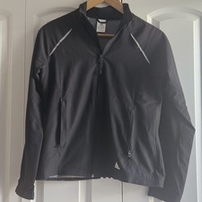 Adidas Women  s Jacket M Full Zip 3 Stripe Black Track Jacket Golf Windbreaker