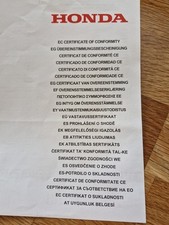 Honda Insight ZE1 Certificate of Conformity Petrol. UK registration X331AHO 